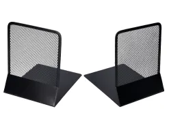 Serre-livres q-connect maille métallique excellent maintient documents jeu de 2 supports 135x152x165mm coloris noir