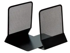 Serre-livres q-connect maille métallique excellent maintient documents jeu de 2 supports 135x152x165mm coloris noir
