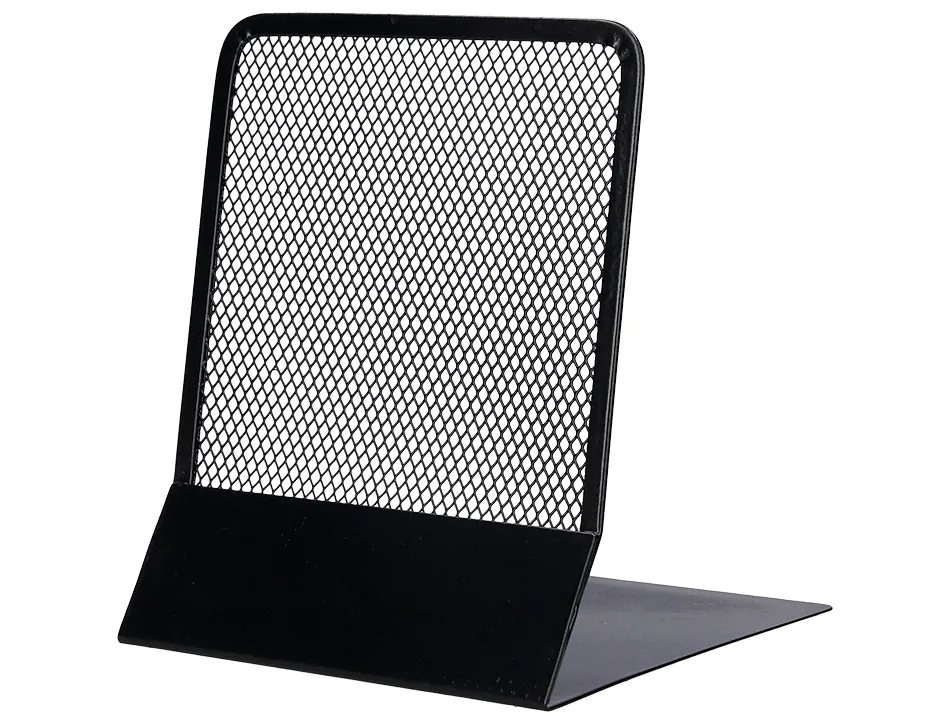 Serre-livres q-connect maille métallique excellent maintient documents jeu de 2 supports 135x152x165mm coloris noir