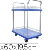 Servante viso premium 2 plateaux polypropylene 72x48cm rebords 2 roues fixes 2 pivotantes charge 150kg