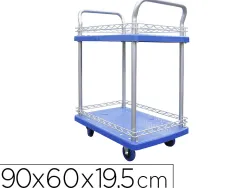 Servante viso premium 2 plateaux polypropylene 72x48cm rebords 2 roues fixes 2 pivotantes charge 150kg