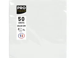 Serviette exacompta cocktail micro-gauffre ouate 2 plis 20x20cm coloris blanc paquet 50 unites