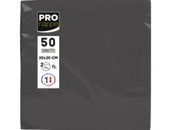 Serviette exacompta cocktail micro-gauffre ouate 2 plis 20x20cm coloris noir paquet 50 unites