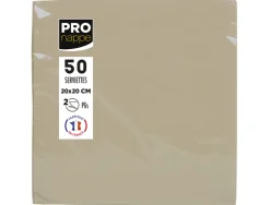 Serviette exacompta micro-gauffre ouate 2 plis 38x38cm coloris ficelle paquet 40 unites