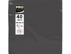 Serviette exacompta micro-gauffre ouate 2 plis 38x38cm coloris noir paquet 40 unites