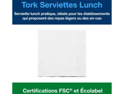 Serviettes tork lunchnap blanches 2 plis format 33 x 33 cm paquet 200