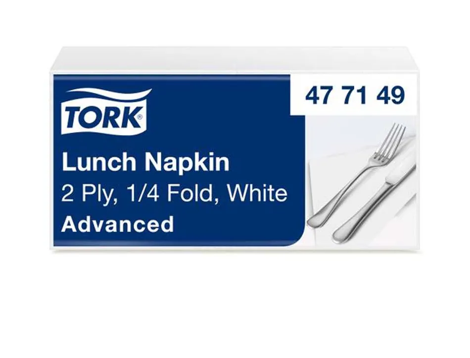 Serviettes tork lunchnap blanches 2 plis format 33 x 33 cm paquet 200