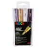 Set de 4 marqueurs posca pointe conique extra fine noir blanc argent or
