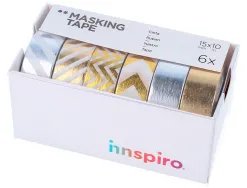 Set de 6 rubans masking tape washi foil serie metal