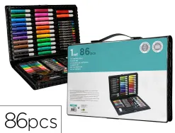 Set de pinture liderpapel plastique 86 pieces etui de 34x23x3,2 cm