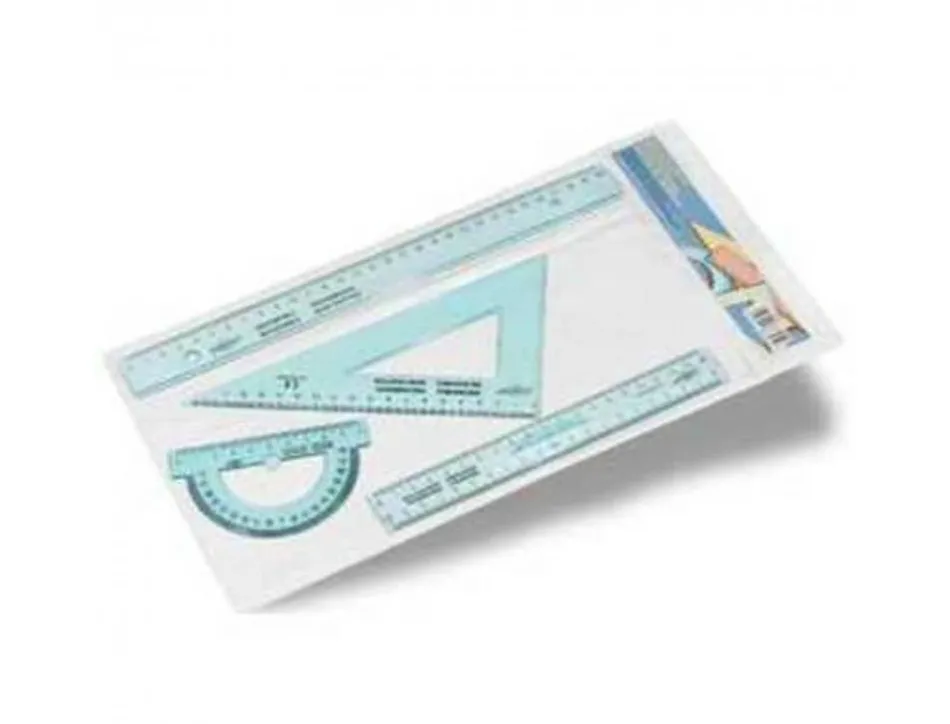 Set de traçage faibo 4 pi ces 1 regle 30 cm 1 regle 20 cm 1 equerre 1 rapporteur