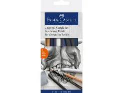 Set esquisse fusain faber castell 4 pitt fusains assortis + 1 crayon pastel + 1 gomme mie + 1 estompe