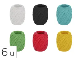 Set fil raphia insspiro decorations 4-8mmx30m coloris assortis 6 bobines