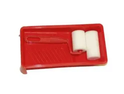 Set rouleau a peindre manche plastique avec 2 manchons 45 et 70 mm et 1 bac a peindre 22x11 cm