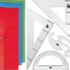Set traçage liderpapel 5 pièces règle 30cm équerres 45/60 degrés 25cm rapporteur 180 degrés 15cm pistolet transparent