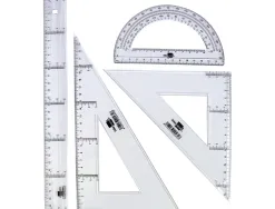 Set traçage liderpapel 4 pièces règle 30cm équerres 45/60 degrés 25cm rapporteur 180 degrés 15cm transparent