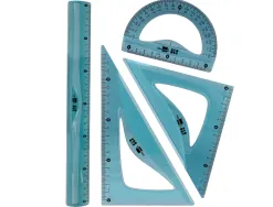Set traçage liderpapel ecouse 100% plastique pet recycle equerre 20 cm 18 cm regle 30 cm et demi-cercle 10 cm
