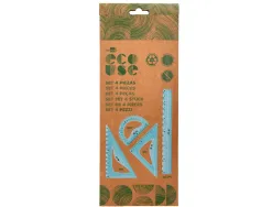 Set traçage liderpapel ecouse 100% plastique pet recycle equerre 20 cm 18 cm regle 30 cm et demi-cercle 10 cm