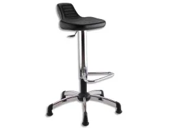 Siege assis debout assise pivotante en pu pietement et repose pieds chrome coloris noir
