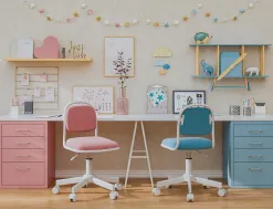 Siege enfant q-connect bari recouvert tissu base metal sans accoudoirs hauteur 795mm largeur 390mm prof 350mm bleu