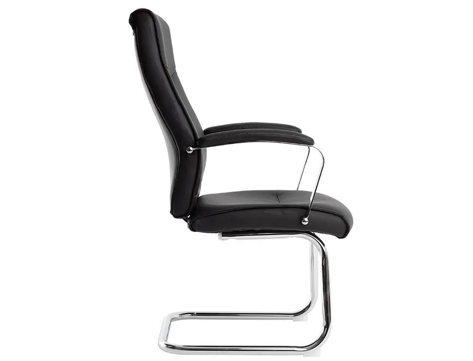 Siege visiteur q-connect modena simili cuir pieds metal chrome hauteur 1050mm largeur 630mm prof 650mm coloris noir