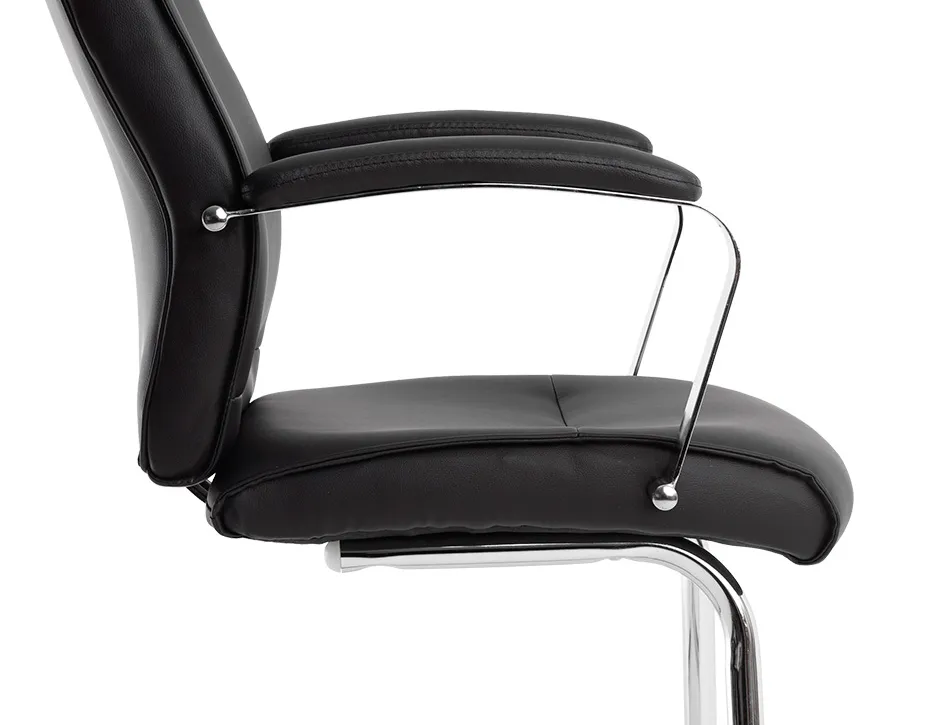 Siege visiteur q-connect modena simili cuir pieds metal chrome hauteur 1050mm largeur 630mm prof 650mm coloris noir