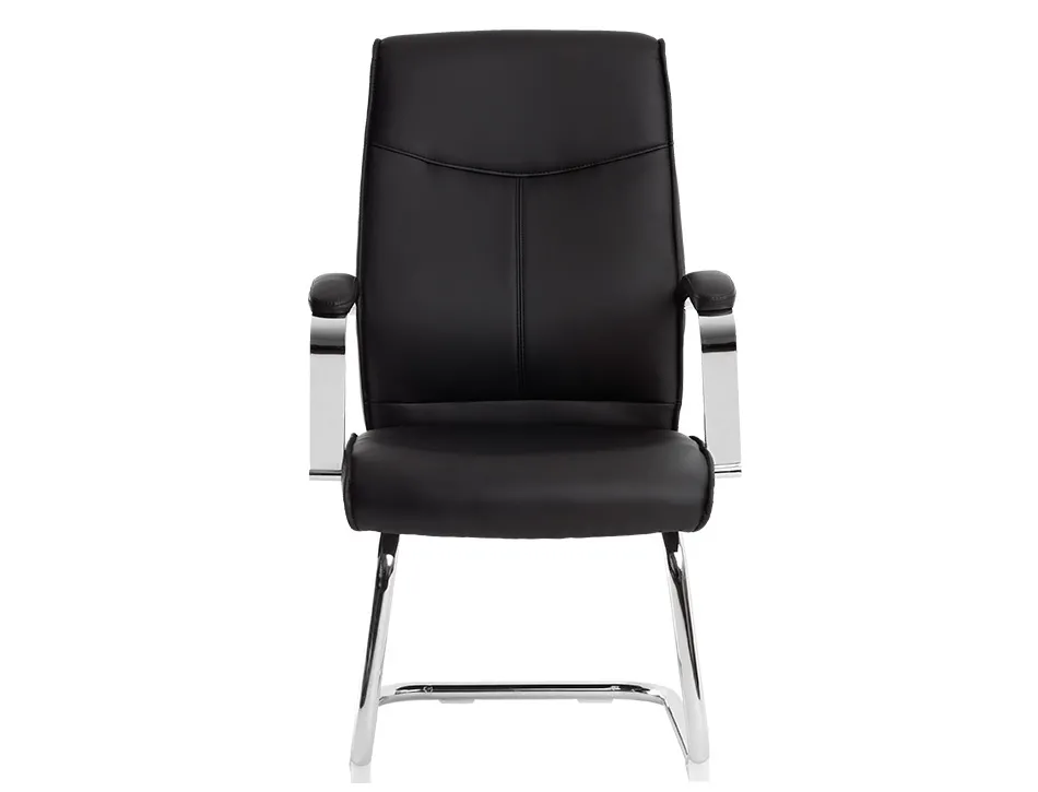 Siege visiteur q-connect modena simili cuir pieds metal chrome hauteur 1050mm largeur 630mm prof 650mm coloris noir