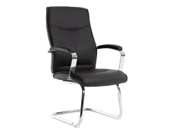 Siege visiteur q-connect modena simili cuir pieds metal chrome hauteur 1050mm largeur 630mm prof 650mm coloris noir