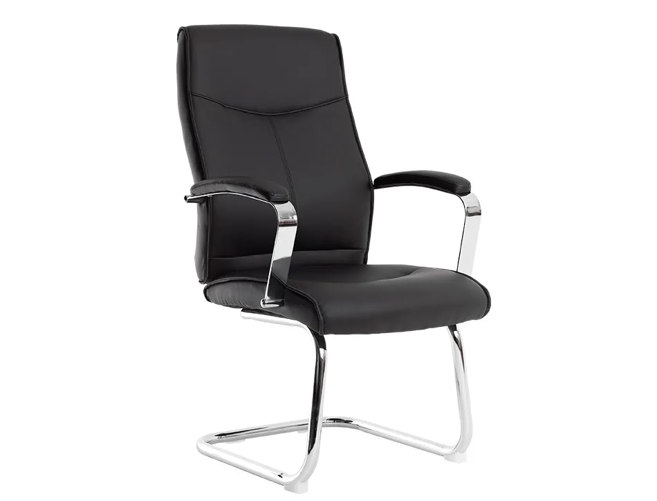 Siege visiteur q-connect modena simili cuir pieds metal chrome hauteur 1050mm largeur 630mm prof 650mm coloris noir
