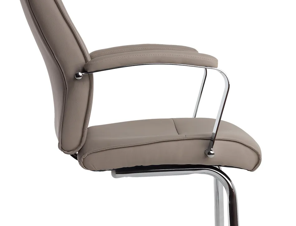 Siege visiteur q-connect modena simili cuir pieds metal chrome hauteur 1050mm largeur 630mm prof 650mm coloris gris