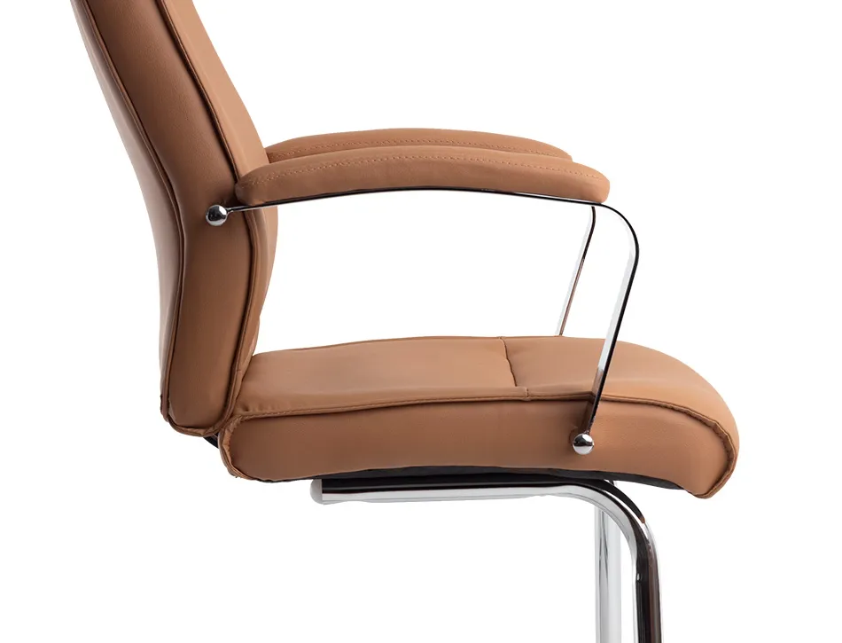 Siege visiteur q-connect modena simili cuir pieds metal chrome hauteur 1050mm largeur 630mm prof 650mm coloris creme