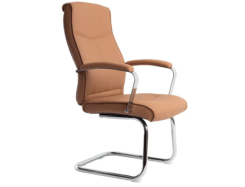 Siege visiteur q-connect modena simili cuir pieds metal chrome hauteur 1050mm largeur 630mm prof 650mm coloris creme
