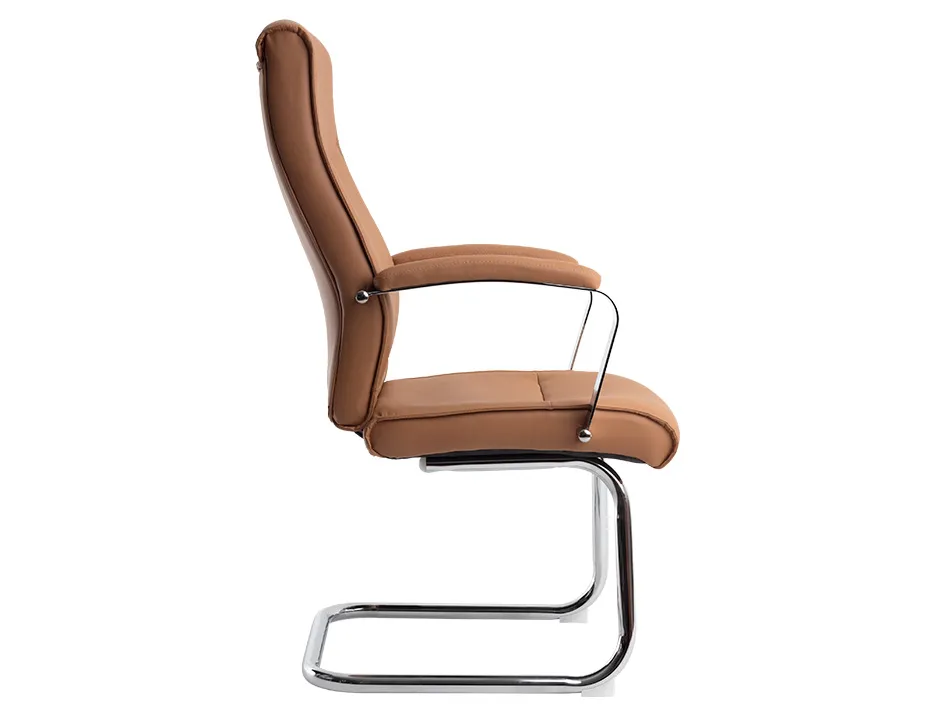 Siege visiteur q-connect modena simili cuir pieds metal chrome hauteur 1050mm largeur 630mm prof 650mm coloris creme