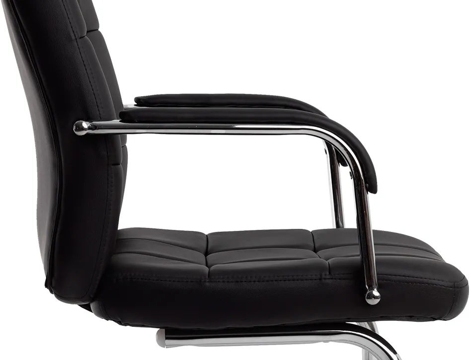 Siege visiteur q-connect piave simili cuir pieds metal chrome hauteur 1050mm largeur 610mm prof 680mm coloris noir