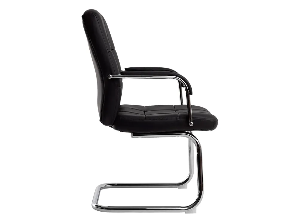 Siege visiteur q-connect piave simili cuir pieds metal chrome hauteur 1050mm largeur 610mm prof 680mm coloris noir
