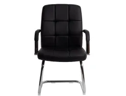 Siege visiteur q-connect piave simili cuir pieds metal chrome hauteur 1050mm largeur 610mm prof 680mm coloris noir