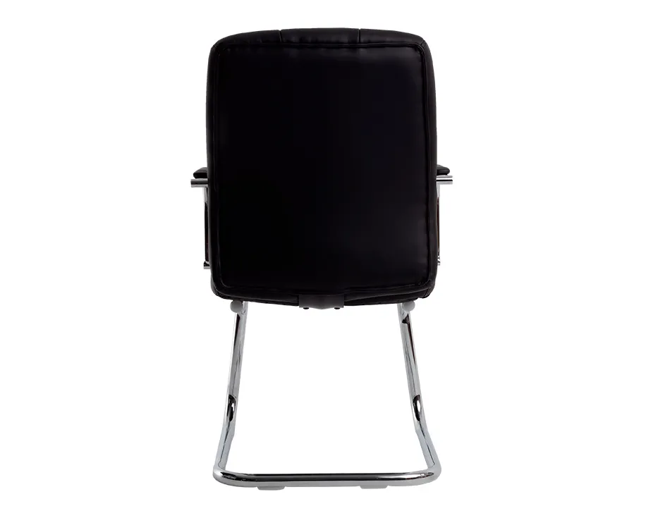 Siege visiteur q-connect piave simili cuir pieds metal chrome hauteur 1050mm largeur 610mm prof 680mm coloris noir