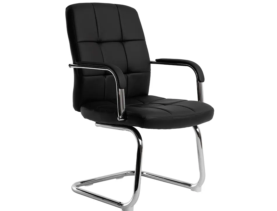 Siege visiteur q-connect piave simili cuir pieds metal chrome hauteur 1050mm largeur 610mm prof 680mm coloris noir
