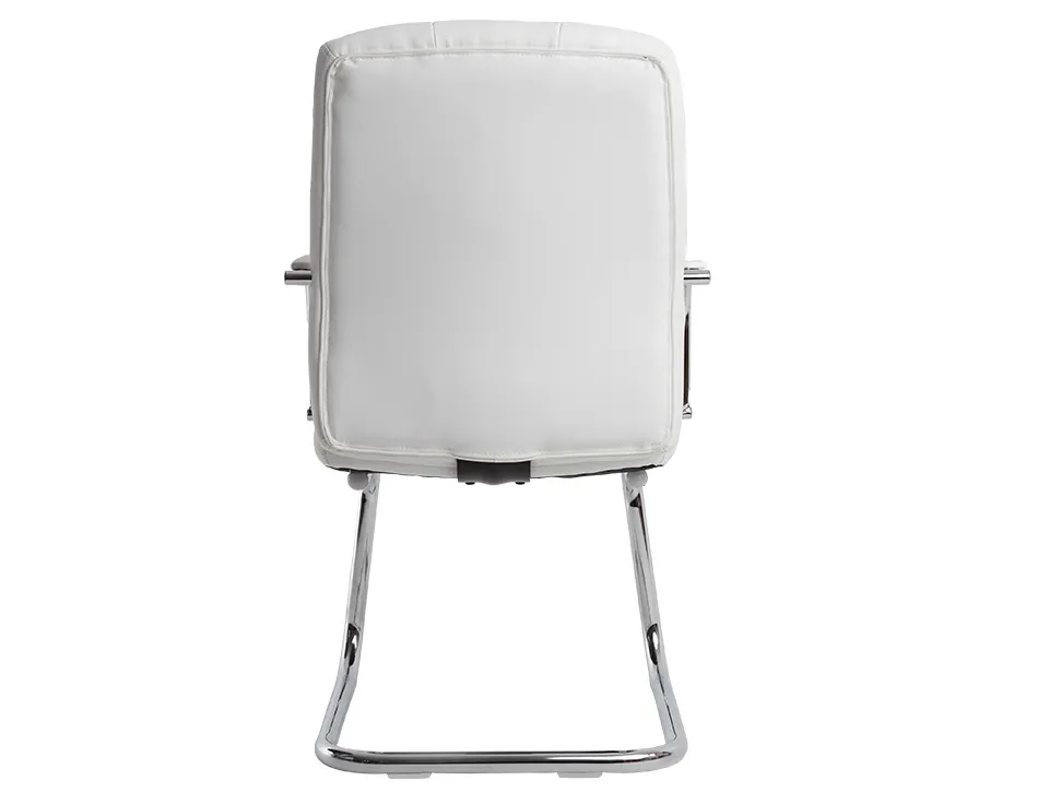 Siege visiteur q-connect piave simili cuir pieds metal chrome hauteur 1050mm largeur 610mm prof 680mm coloris blanc