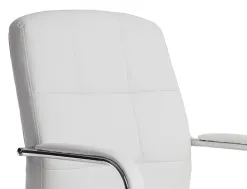 Siege visiteur q-connect piave simili cuir pieds metal chrome hauteur 1050mm largeur 610mm prof 680mm coloris blanc
