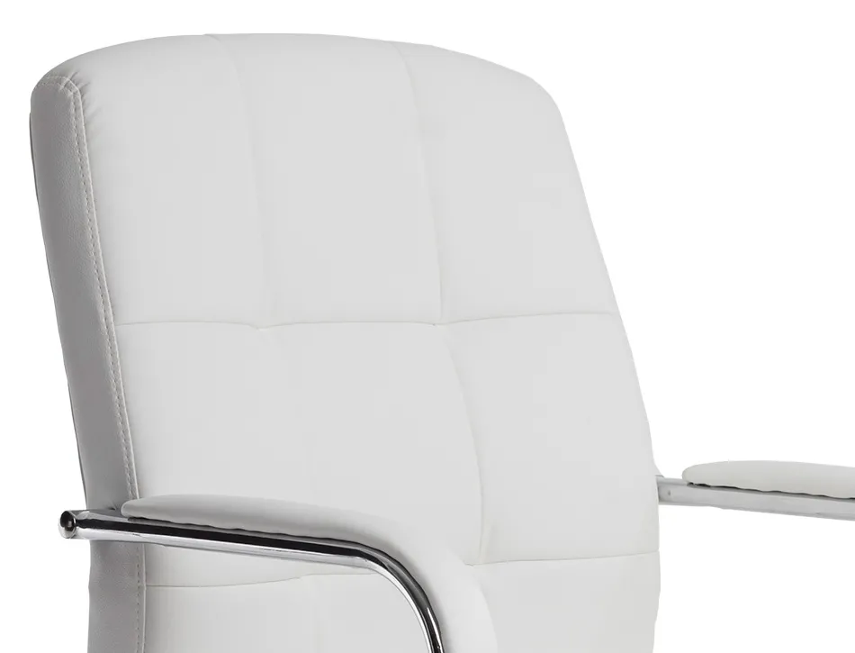 Siege visiteur q-connect piave simili cuir pieds metal chrome hauteur 1050mm largeur 610mm prof 680mm coloris blanc