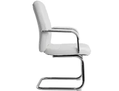 Siege visiteur q-connect piave simili cuir pieds metal chrome hauteur 1050mm largeur 610mm prof 680mm coloris blanc