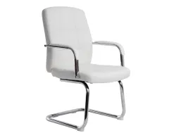 Siege visiteur q-connect piave simili cuir pieds metal chrome hauteur 1050mm largeur 610mm prof 680mm coloris blanc