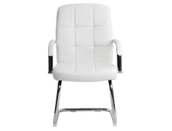 Siege visiteur q-connect piave simili cuir pieds metal chrome hauteur 1050mm largeur 610mm prof 680mm coloris blanc