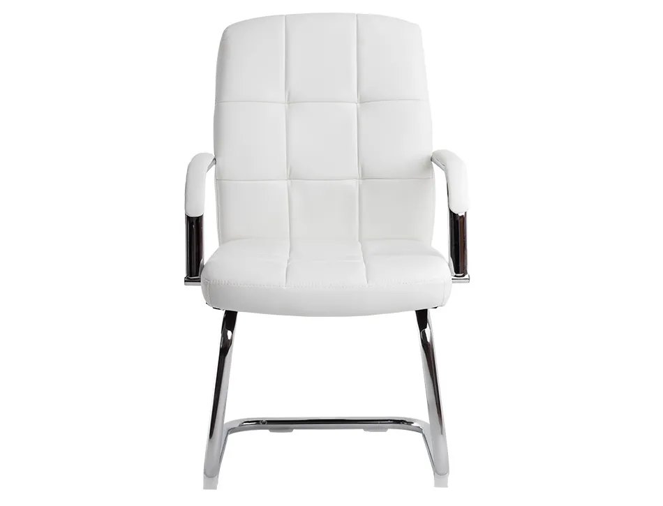 Siege visiteur q-connect piave simili cuir pieds metal chrome hauteur 1050mm largeur 610mm prof 680mm coloris blanc