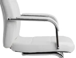 Siege visiteur q-connect piave simili cuir pieds metal chrome hauteur 1050mm largeur 610mm prof 680mm coloris blanc