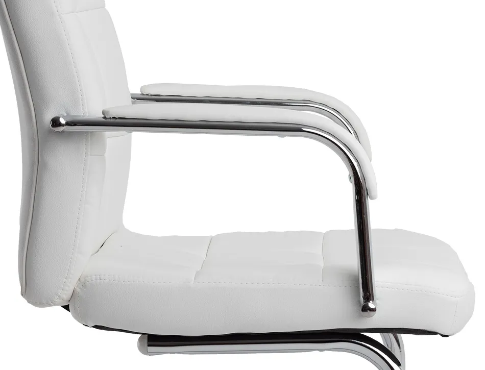 Siege visiteur q-connect piave simili cuir pieds metal chrome hauteur 1050mm largeur 610mm prof 680mm coloris blanc