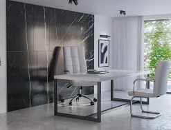 Siege visiteur q-connect piave simili cuir pieds metal chrome hauteur 1050mm largeur 610mm prof 680mm coloris blanc