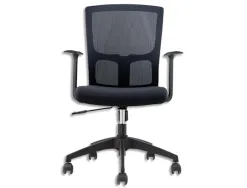 Siège campus mt international dossier résille assise tissu noir accoudoirs fixes