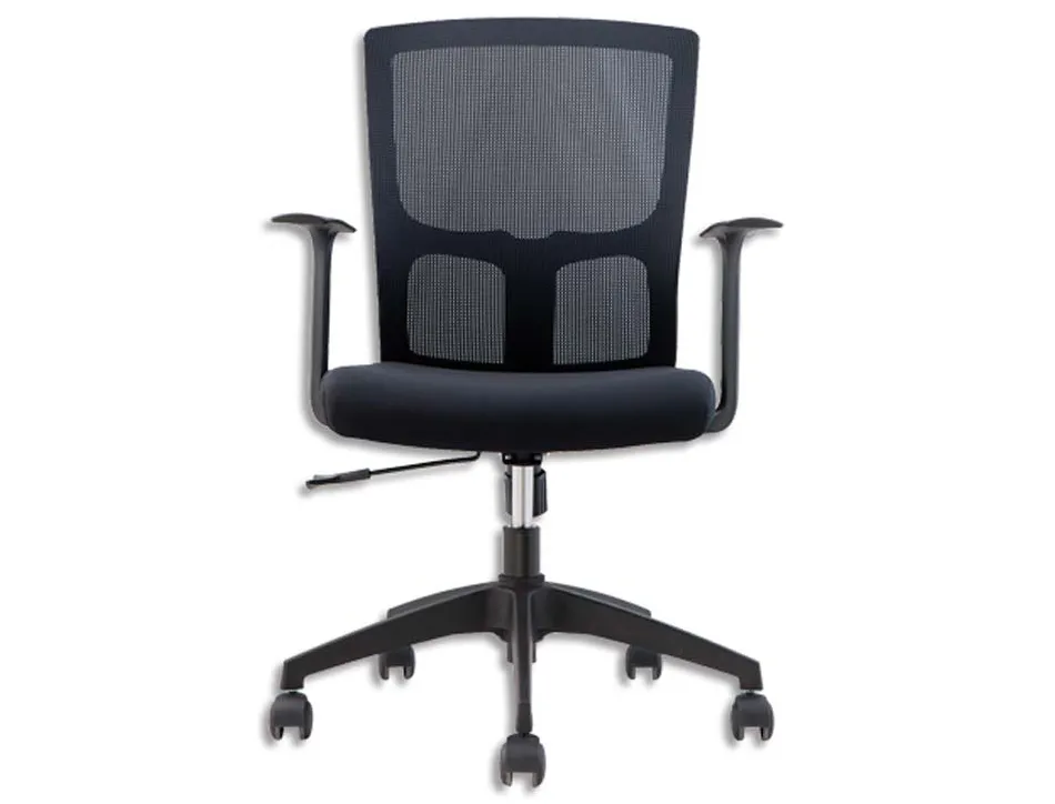 Siège campus mt international dossier résille assise tissu noir accoudoirs fixes